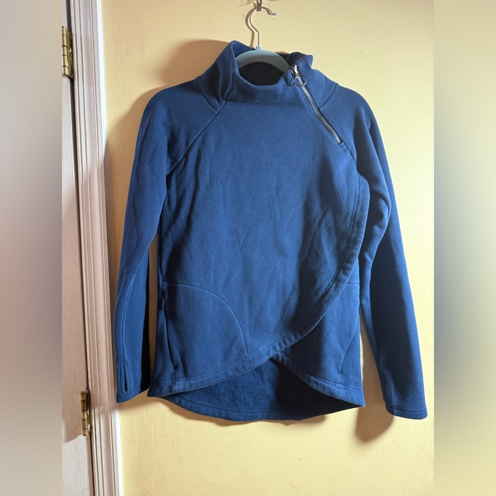 Athleta Blue Asymmetrical Zip Pullover, XXS